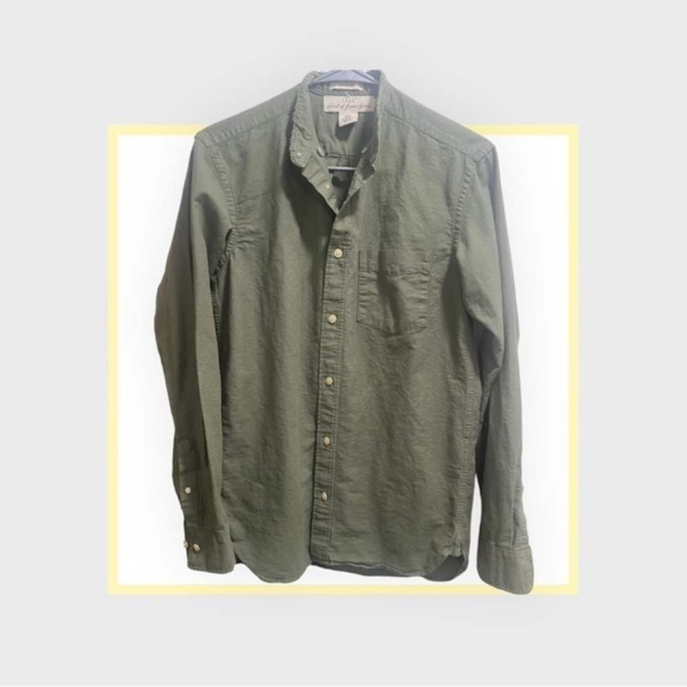 H&M L.O.G.G. Green‎ Button Down Shirt Regular Fit Size XS